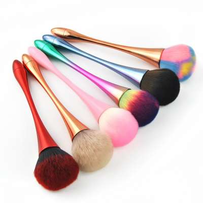 Shinny plastic small waist  loose powder brush classical beauty products wholesale pink and blue makeup brushes