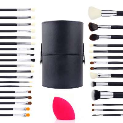 Custom 33pcs branded makeup brush set with organizer holder makeup kits foundation powder blush contour make up brush