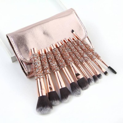 Gleamy Diamond shiny crystal foundation rose golden luxury makeup brushes