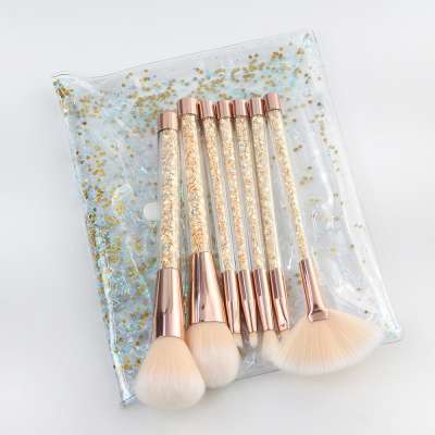 Soft bristles bling 7 pieces star makeup brushes and make up kit