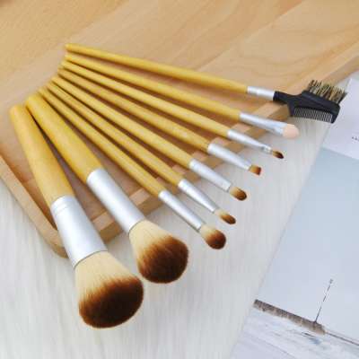 Vegan artificial hair bamboo make up brush set Kabuki Foundation Blending Blush Concealer Eye Face  Cosmetics Brushes Kit